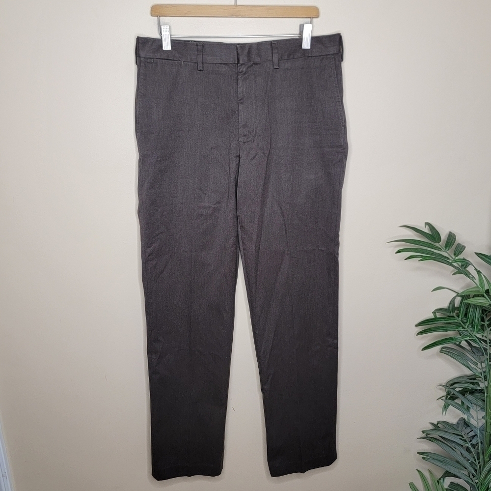 Lands' End Dark Brown Traditional Fit Cotton Khaki Pants Size 33 100% Cotton